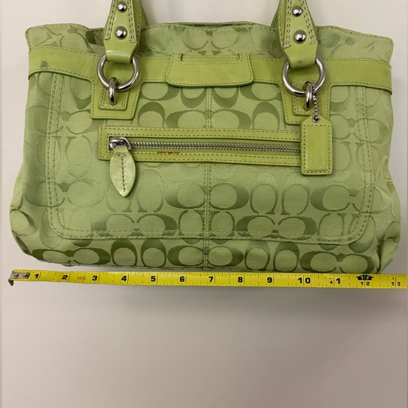 COACH medium size shoulder bag Chartreuse/Blue - Picture 3 of 12